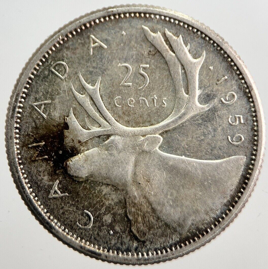 1959 Canada 25 Cents Silver Coin | Fine Collectable Grade | a7252
