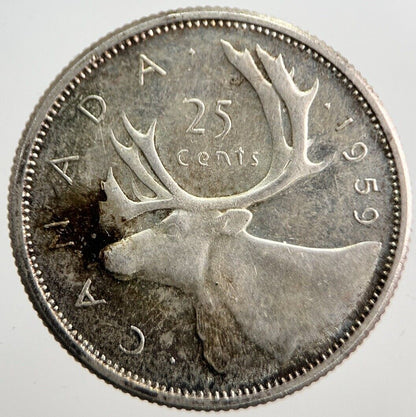 1959 Canada 25 Cents Silver Coin | Fine Collectable Grade | a7252