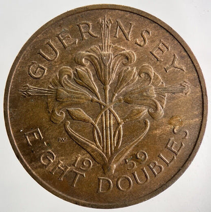 1959 Guernsey 8 Doubles Coin | Fine Collectable Grade