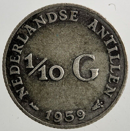 1959 Netherlands 1/10 Gulden Silver Coin | Fine Collectable Grade
