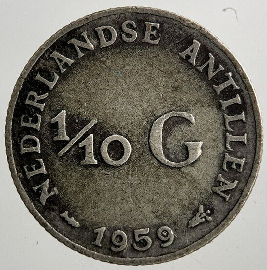 1959 Netherlands 1/10 Gulden Silver Coin | Fine Collectable Grade