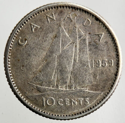 1959 Canada 10 Cents Silver Coin | Fine Collectable Grade