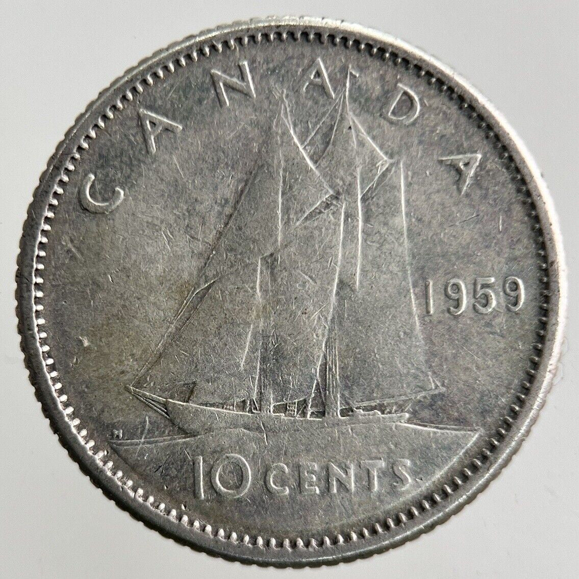 1959 Canada 10 Cents Silver Coin | Fine Collectable Grade