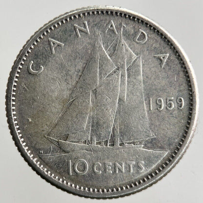 1959 Canada 10 Cents Silver Coin | Fine Collectable Grade