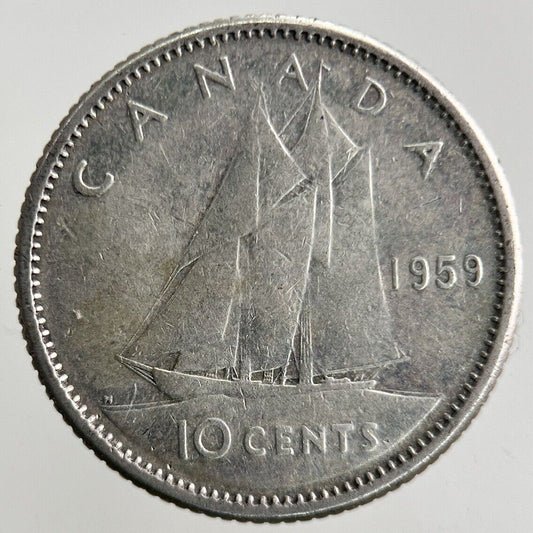 1959 Canada 10 Cents Silver Coin | Fine Collectable Grade