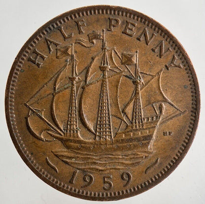 1959 Elizabeth II 2nd Half-Penny Coin | Fine Collectable Grade