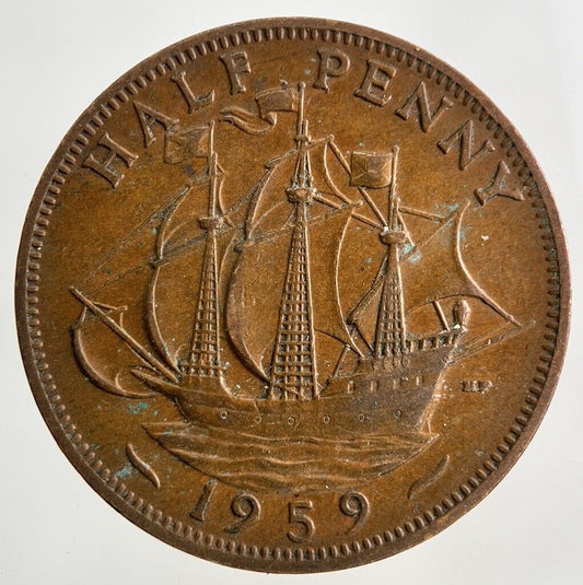 1959 Elizabeth II 2nd Half-Penny Coin | Fine Collectable Grade