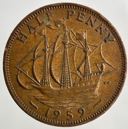 1959 Elizabeth II 2nd Half-Penny Coin | Fine Collectable Grade