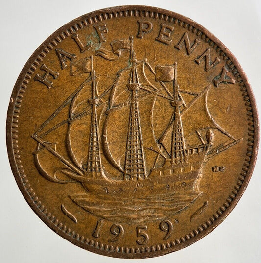 1959 Elizabeth II 2nd Half-Penny Coin | Fine Collectable Grade