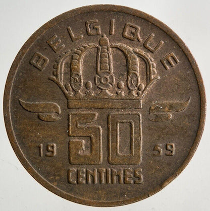 1959 Belgium 50 Cent Centimes Coin | Fine Collectable Grade