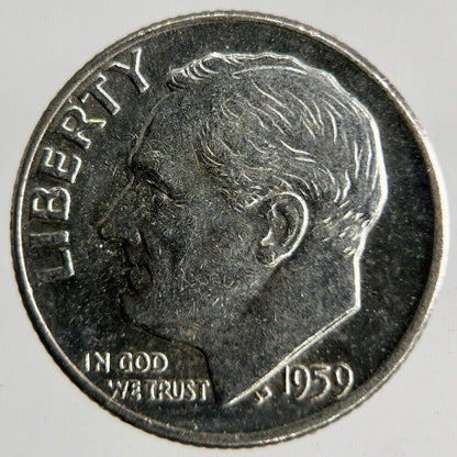 1959-D US USA Roosevelt Dime Silver Coin | Fine Collectable Grade