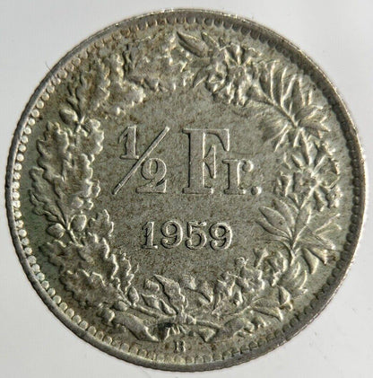 1959 Switzerland 1/2 Half Franc Silver Coin | Very High Grade