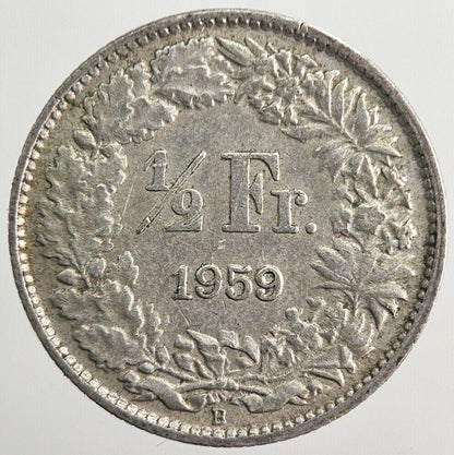 1959 Switzerland 1/2 Half Franc Silver Coin | Fine Collectable Grade | a3116