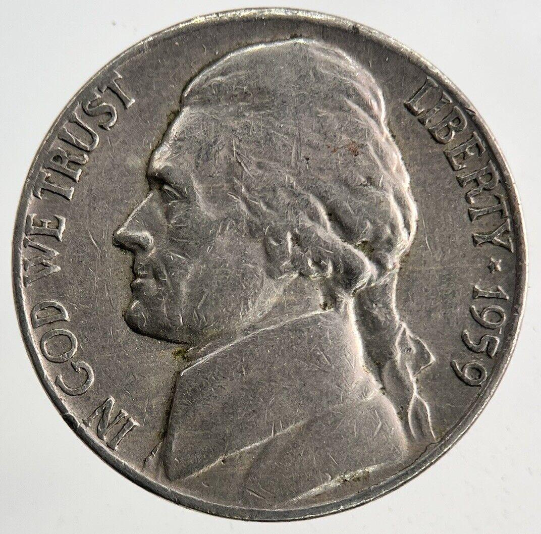 1959-D US USA Jefferson Nickel V 5 Cents Coin | Fine Collectable Grade