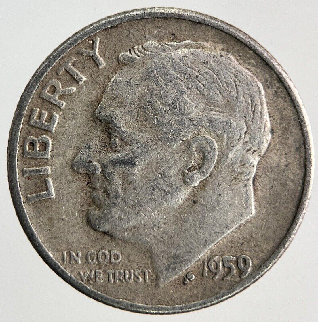 1959-D US USA Roosevelt Dime Silver Coin | Fine Collectable Grade