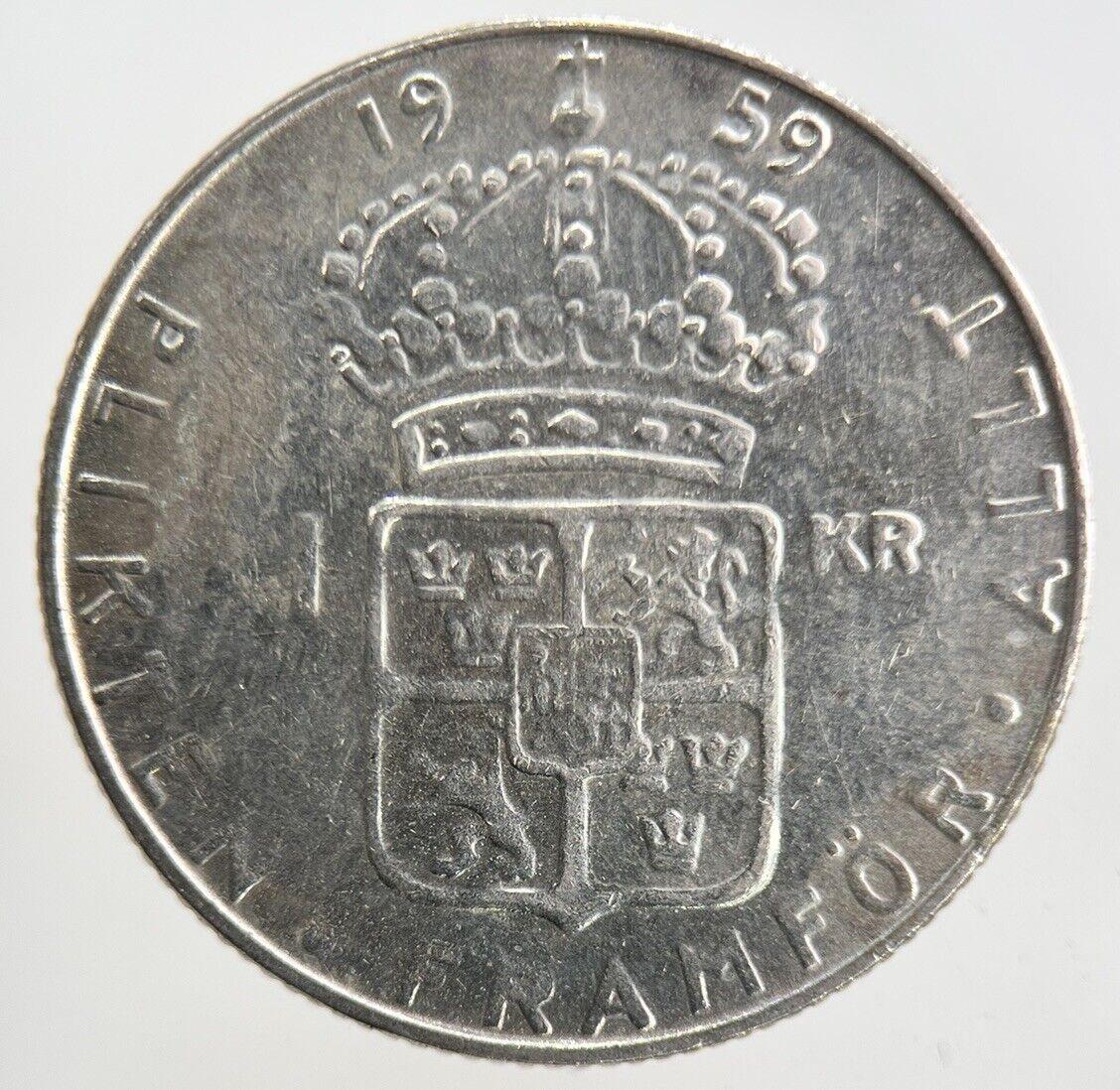 1959 Sweden 1 Krona Silver Coin | Fine Collectable Grade