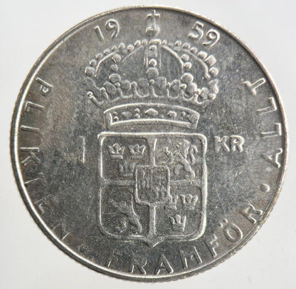 1959 Sweden 1 Krona Silver Coin | Fine Collectable Grade