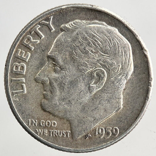 1959 US USA Roosevelt One Dime Silver Coin | Fine Collectable Grade