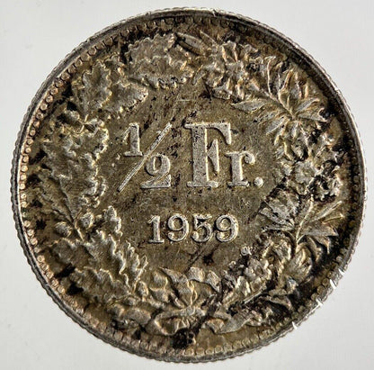1959 Switzerland Swiss 1/2 Half Franc Silver Coin | Very High Grade