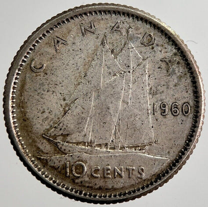 1960 Canada 10 Cents Silver Coin | Fine Collectable Grade | a8940