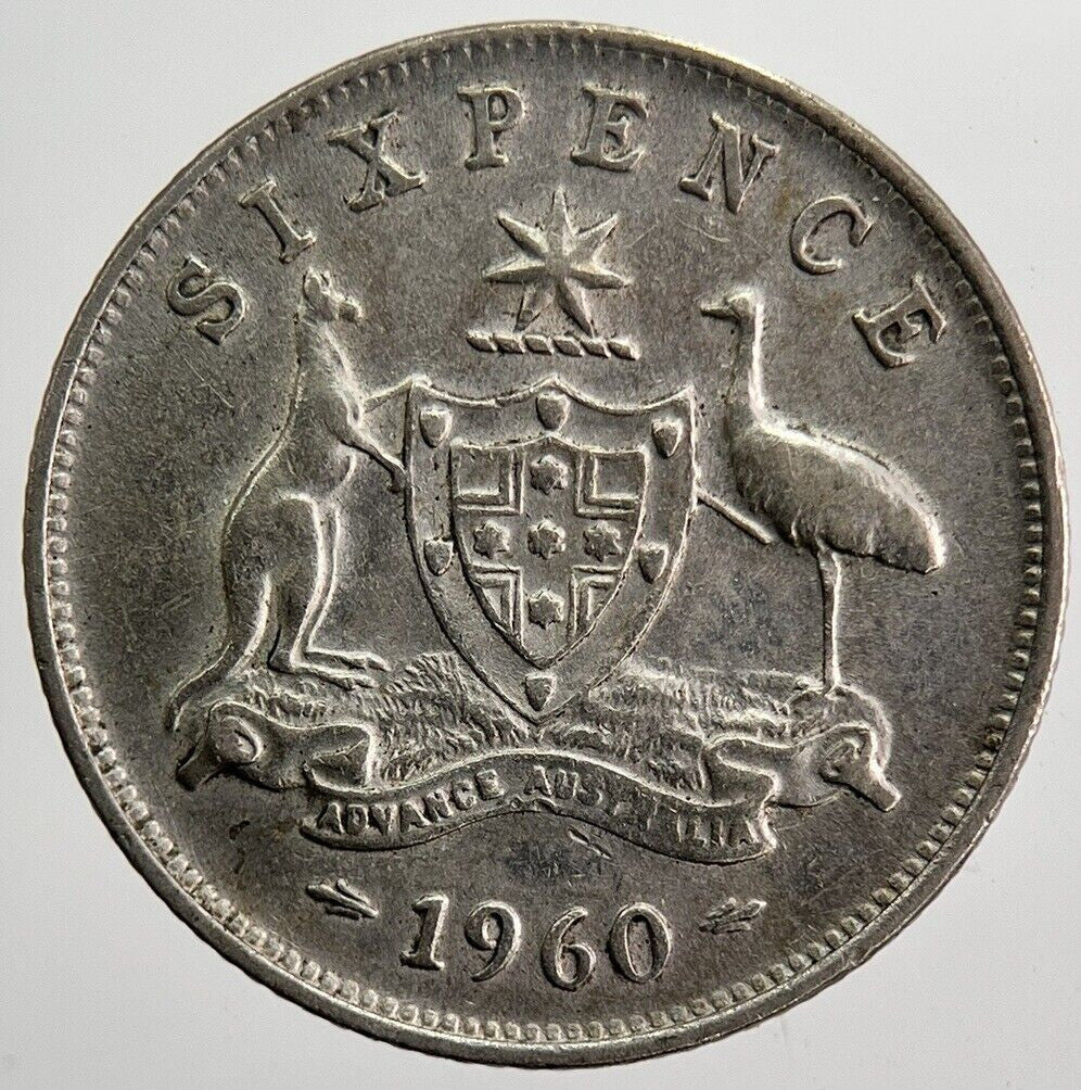 1960 Australia Sixpence Silver Coin | Fine Collectable Grade | a5883