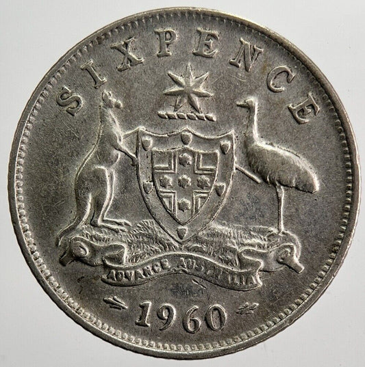 1960 Australia Sixpence Silver Coin | Fine Collectable Grade | a5883