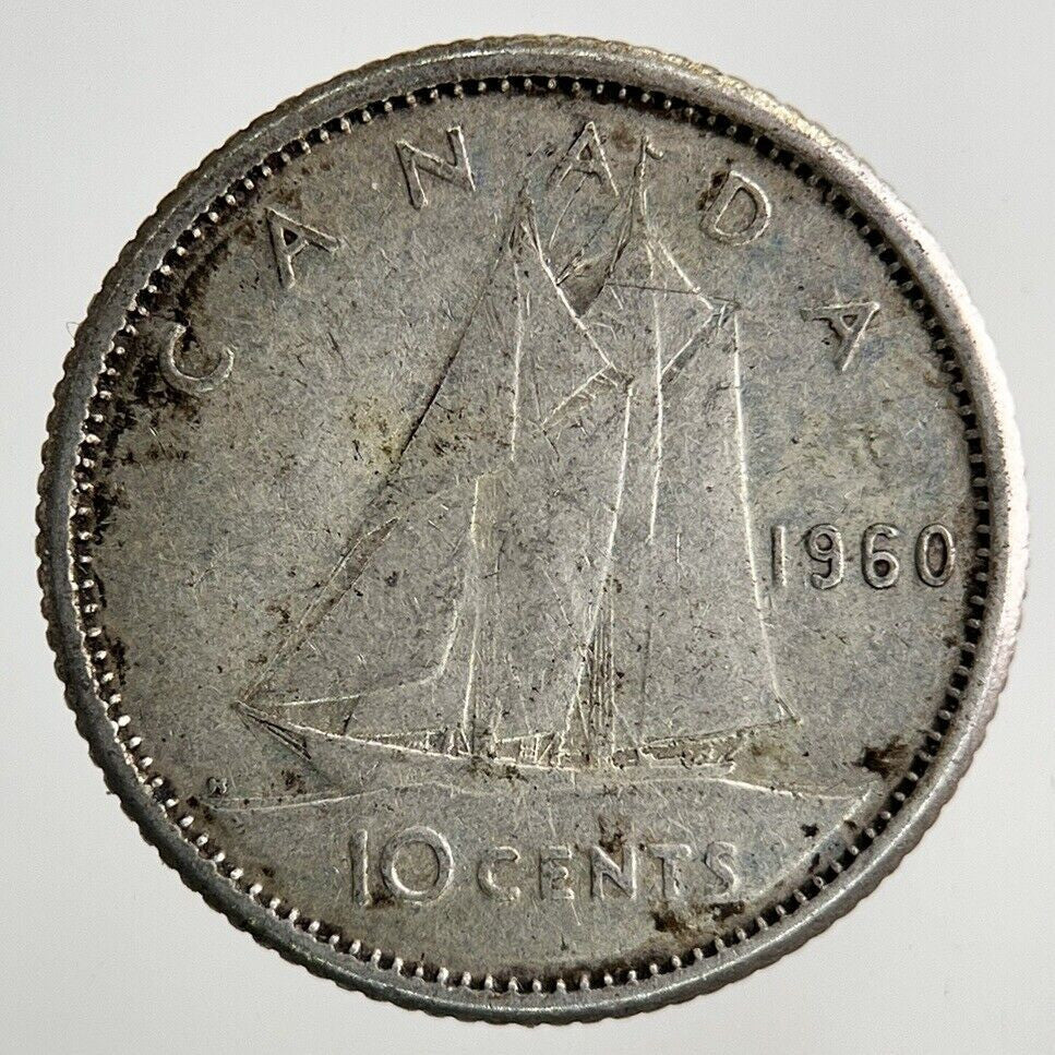 1960 Canada 10 Cents Silver Coin | Fine Collectable Grade