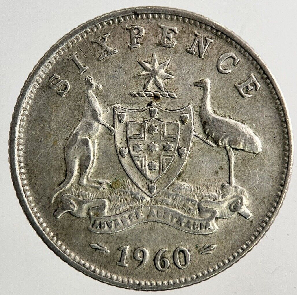 1960 Australia Sixpence Silver Coin | Fine Collectable Grade