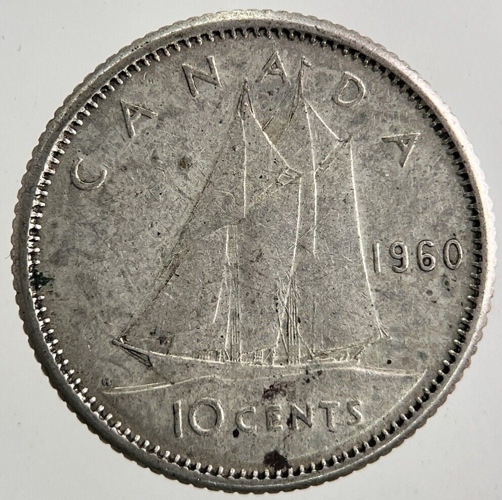 1960 Canada 10 Cents Silver Coin | Fine Collectable Grade