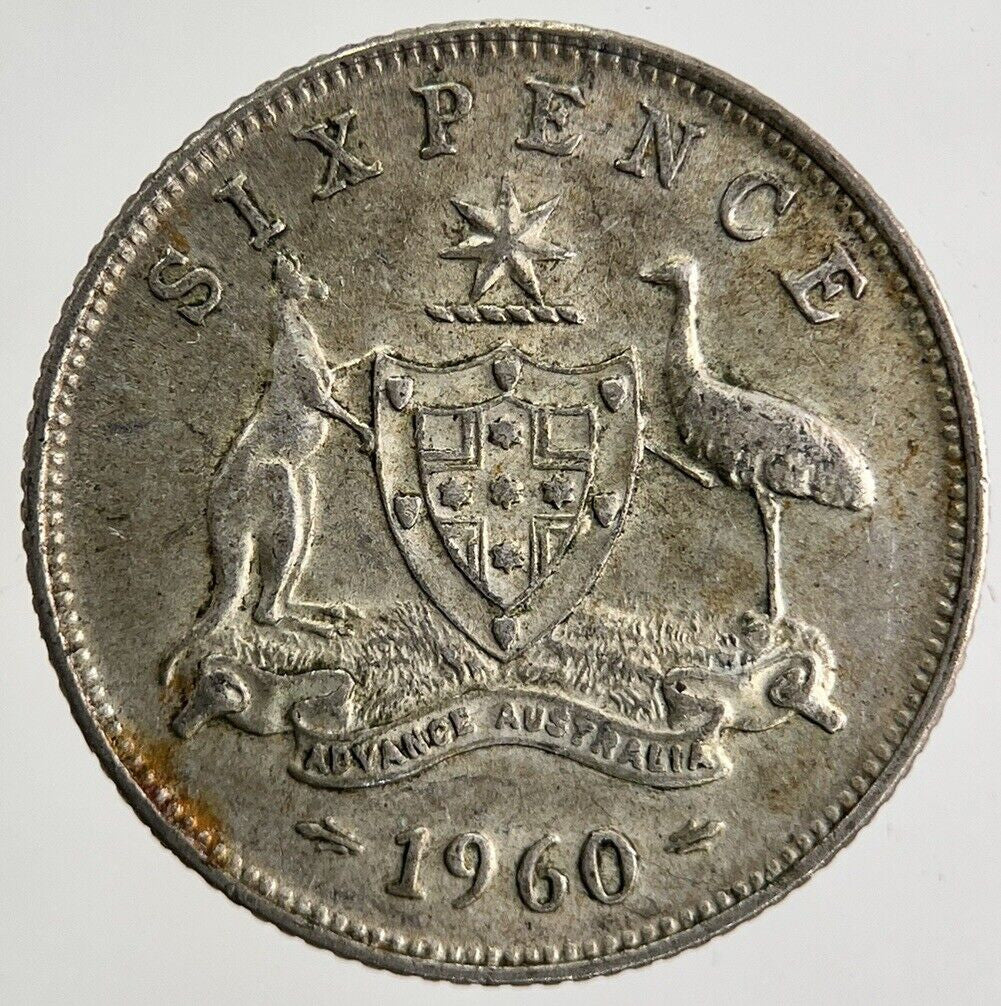 1960 Australia Silver Sixpence Coin | Fine Collectable Grade
