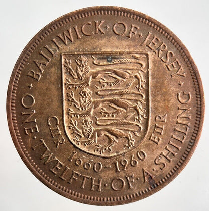 1960 Jersey One Twelfth Of A Shilling 1/12 Coin | Fine Collectable Grade