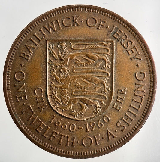 1960 Jersey 1/12 One Twelfth Of A Shilling Coin | Fine Collectable Grade