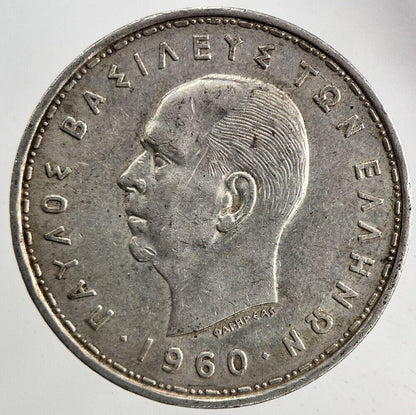 1960 Greece Greek 20 Drachmai Silver Coin | Fine Collectable Grade