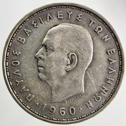 1960 Greece Greek 20 Drachmai Silver Coin | Fine Collectable Grade