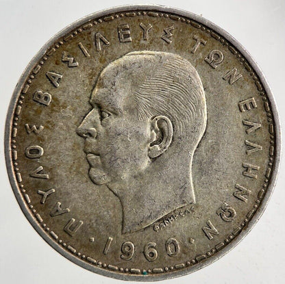 1960 Greece Greek 20 Drachmai Silver Coin | Fine Collectable Grade