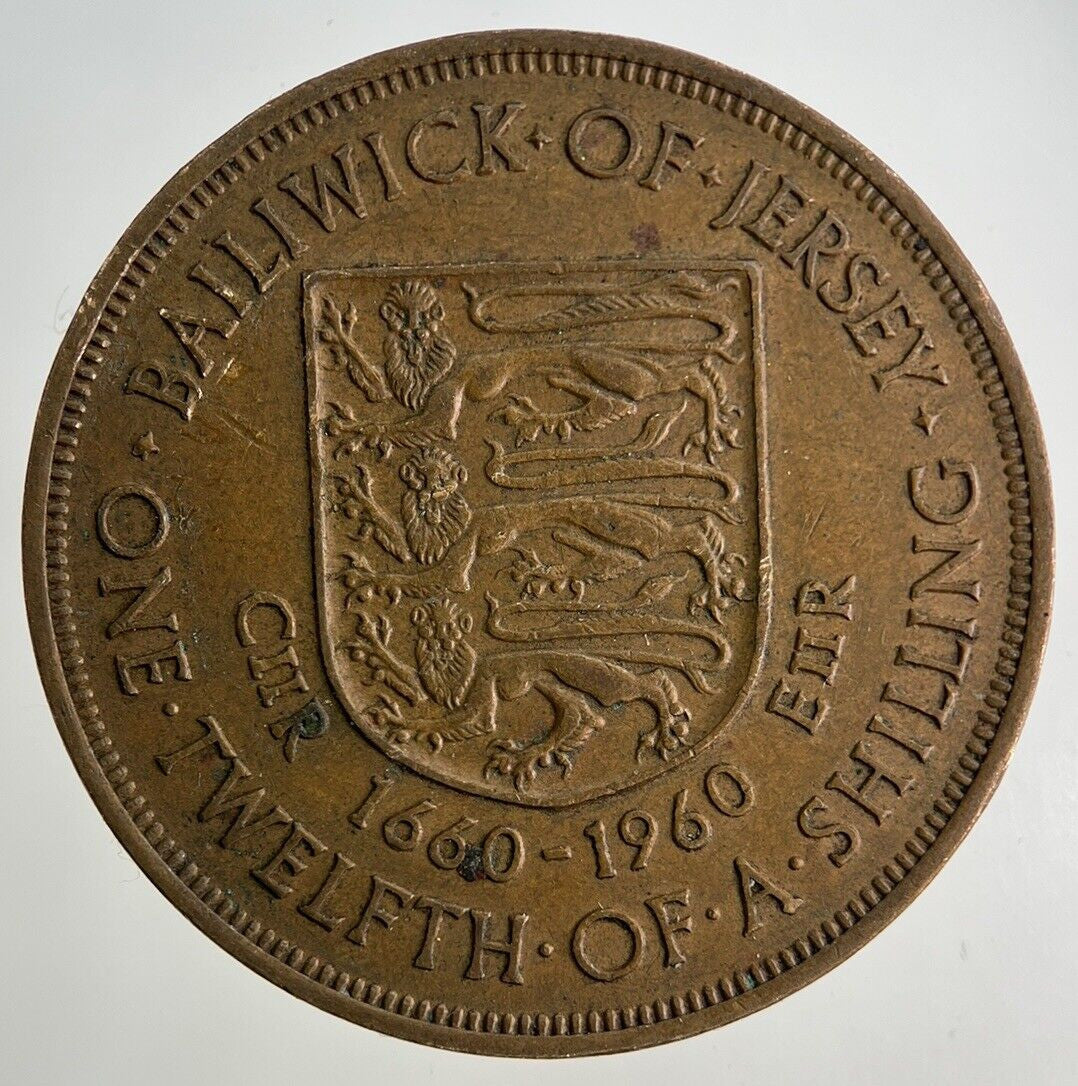 1960 Jersey 1/12 One Twelfth Of A Shilling Coin | Fine Collectable Grade