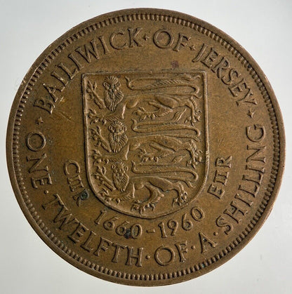1960 Jersey 1/12 One Twelfth Of A Shilling Coin | Fine Collectable Grade