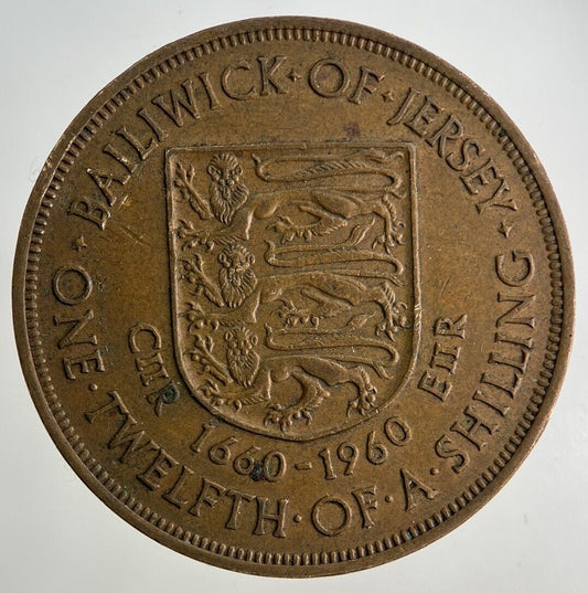 1960 Jersey 1/12 One Twelfth Of A Shilling Coin | Fine Collectable Grade