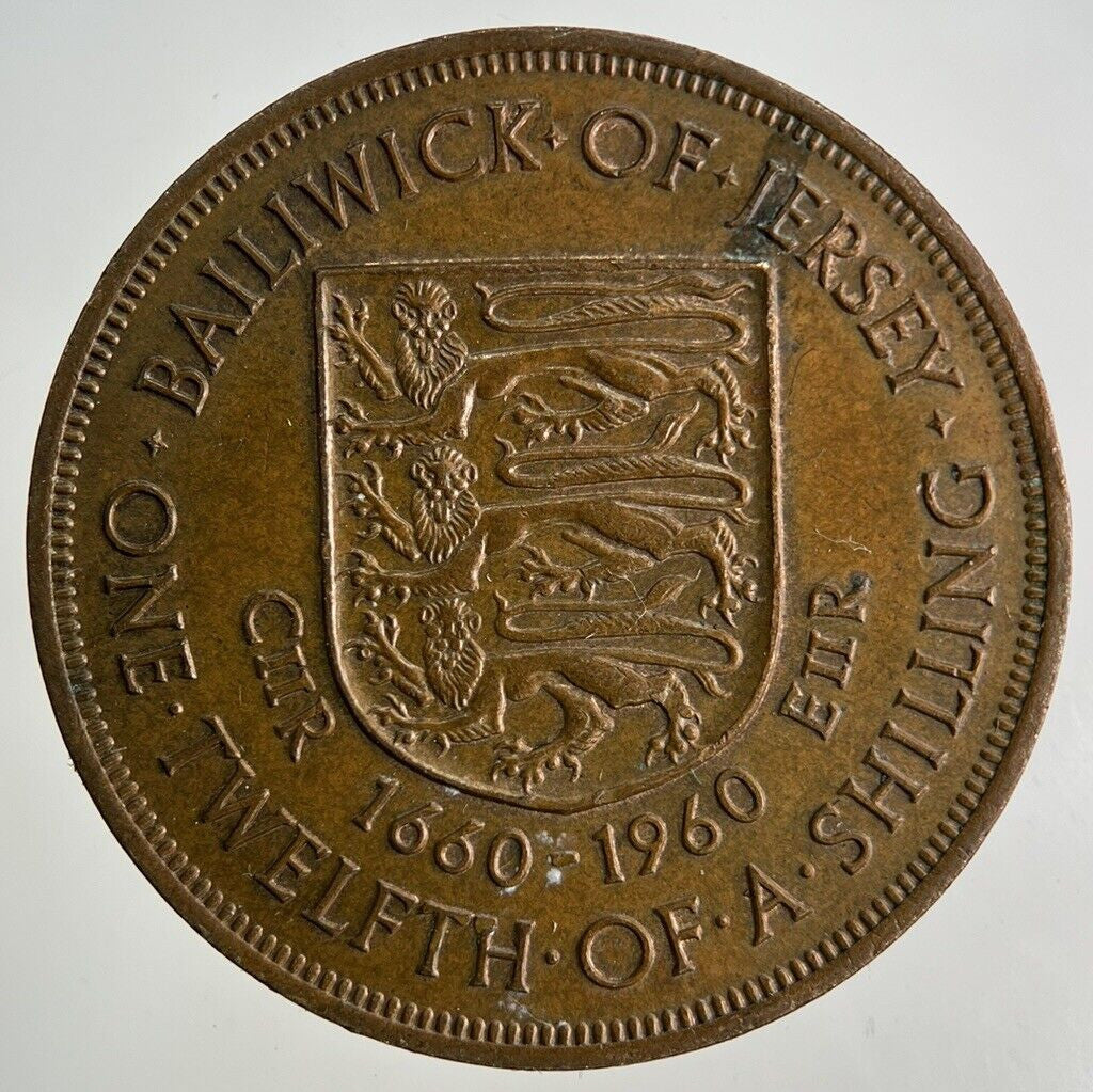 1960 Jersey 1/12 One Twelfth Of A Shilling Coin | Fine Collectable Grade
