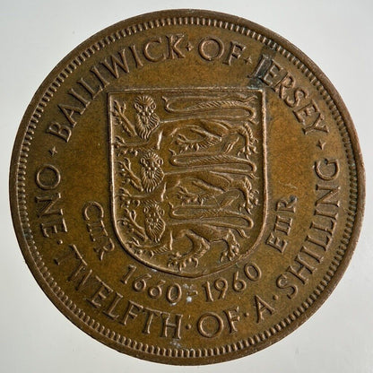 1960 Jersey 1/12 One Twelfth Of A Shilling Coin | Fine Collectable Grade