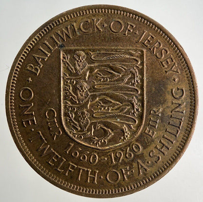 1960 Jersey 1/12 One Twelfth Of A Shilling Coin | Fine Collectable Grade