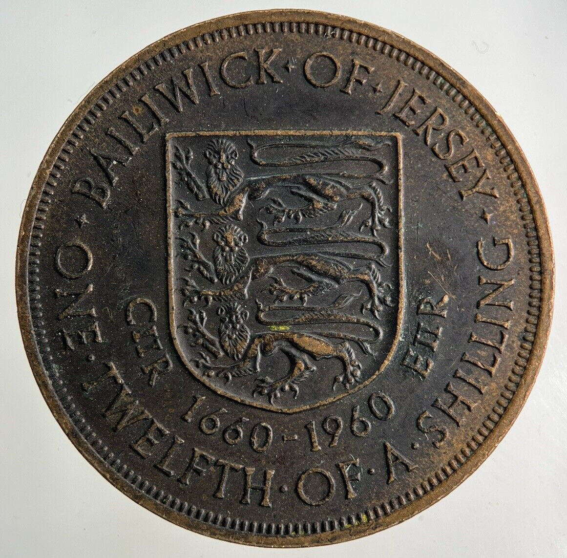 1960 Jersey 1/12 One Twelfth Of A Shilling Coin | Fine Collectable Grade
