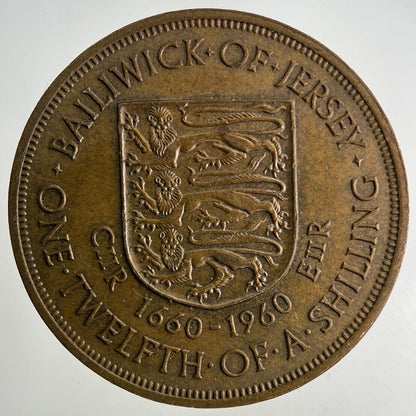 1960 Jersey 1/12 One Twelfth Of A Shilling Coin | Fine Collectable Grade