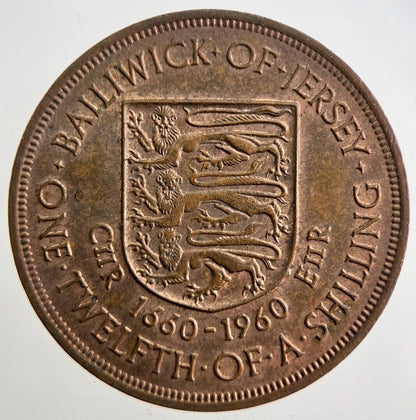 1960 Jersey One Twentieth 1/24th Shilling Penny Coin | Very High Grade | a4914
