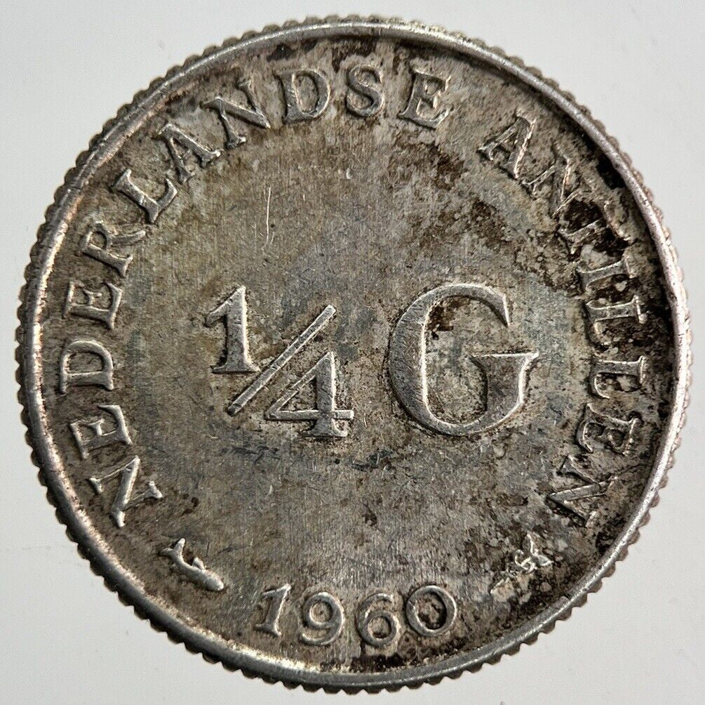 1960 Netherlands 1/4 Quarter Gulden Silver Coin | Very High Grade