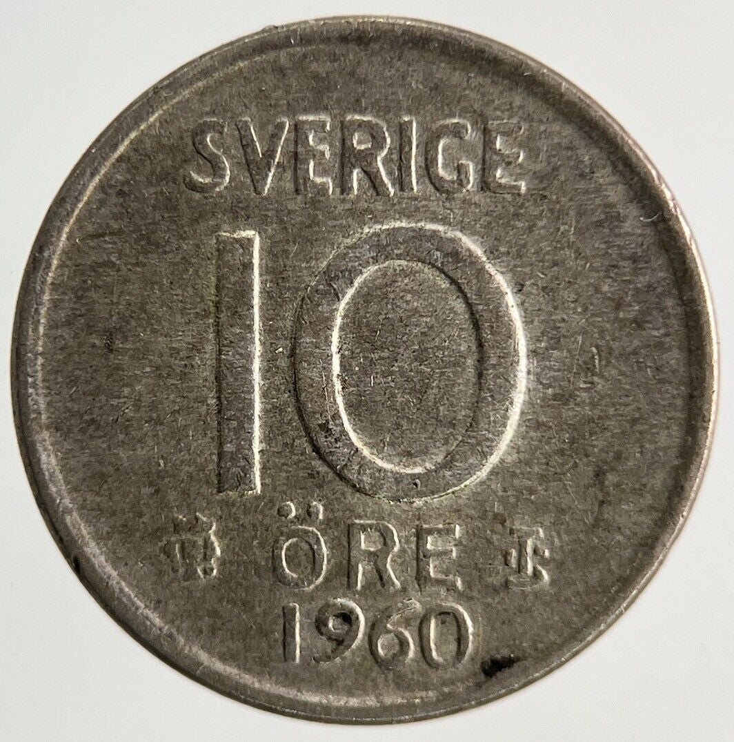 1960 Sweden 10 Ore Silver Coin | Fine Collectable Grade