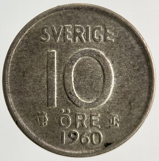 1960 Sweden 10 Ore Silver Coin | Fine Collectable Grade