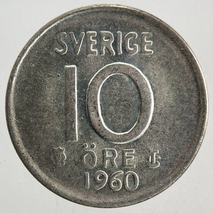 1960 Sweden 10 Ore Silver Coin | Fine Collectable Grade