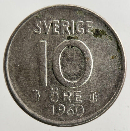 1960 Sweden 10 Ore Silver Coin | Fine Collectable Grade