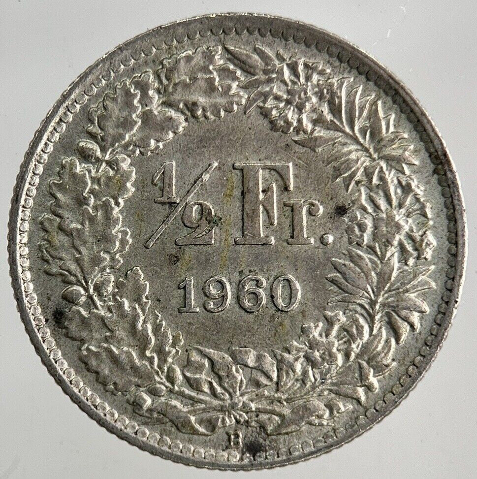 1960 Switzerland Swiss 1/2 Half Franc Silver Coin | Very High Grade